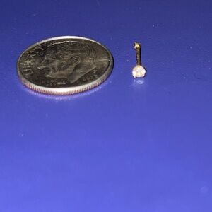 14k yellow Gold and White Stud Nose ring